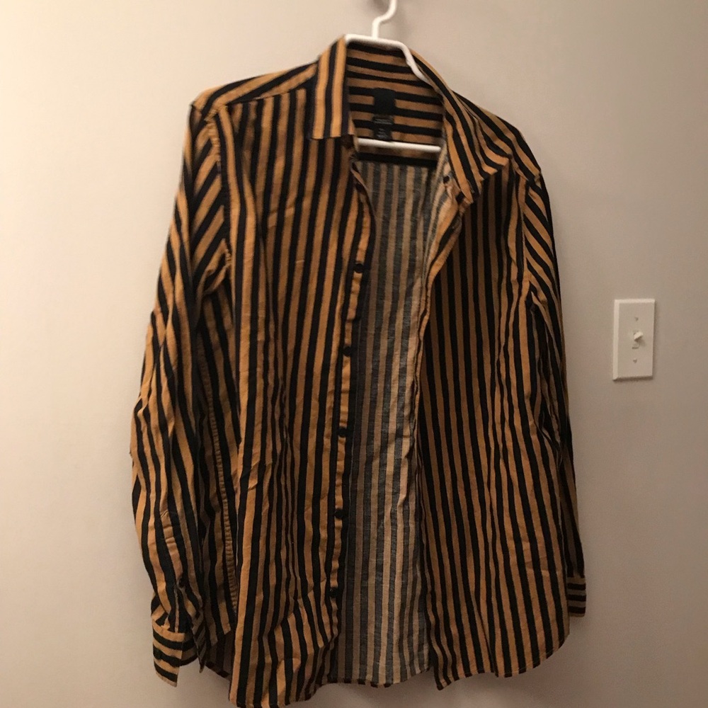 Striped Black and Brown Men's Button up